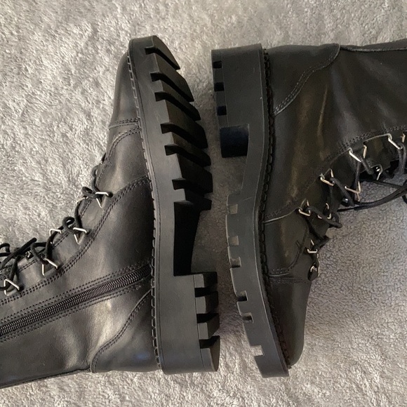 ZARA Trafaluc leather combat lace up boots - Picture 5 of 10